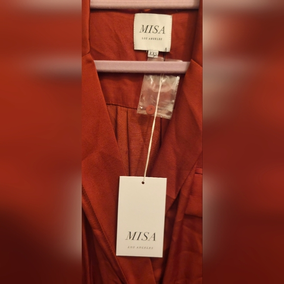 Misa Los Angeles Danielle Terracotta Sexy Long Sleeve Mini Dress With Pockets - Picture 2 of 12